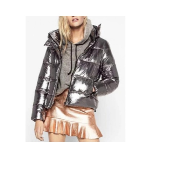 silver puffer jacket zara